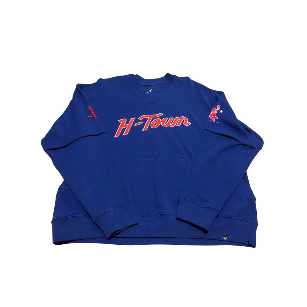 47 Brand Houston Rockets City Edition H-Town Henley Sweatshirt Royal Blue XXL